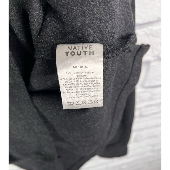 NATIVE YOUTH Men's Black Wool Button Down Shirt NWOT Medium - Picture 4 of 5